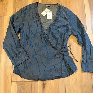 J. Jill Tencell Wrap-Style V-Neck Top with Bow NWT - Size MP